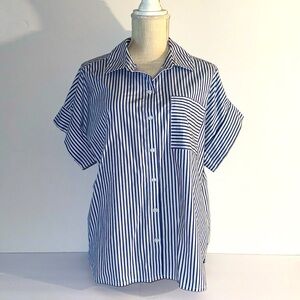 Casa Cabana blue & White Stripe Top Blouse New